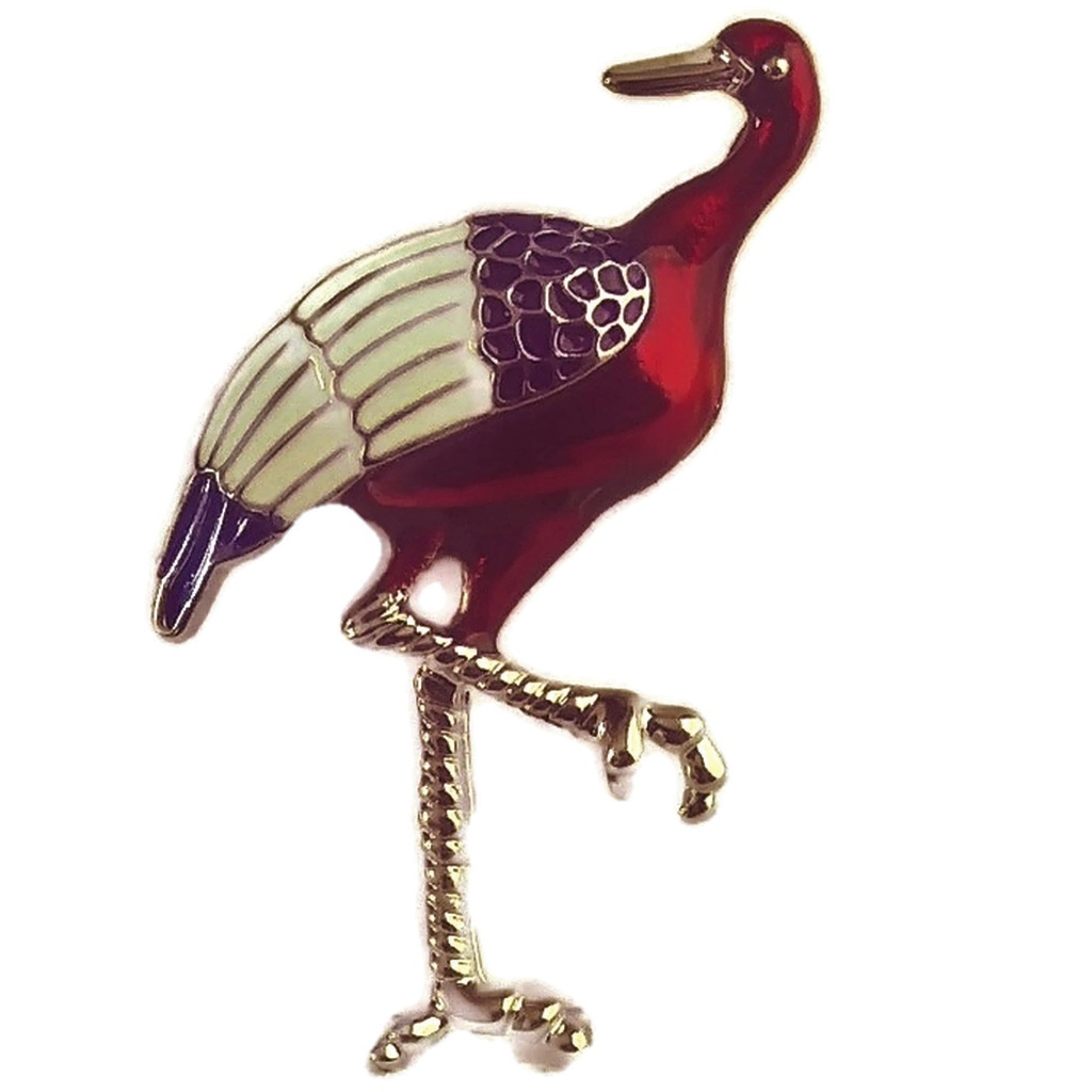 Red Stork Enamel Brooch Nwt